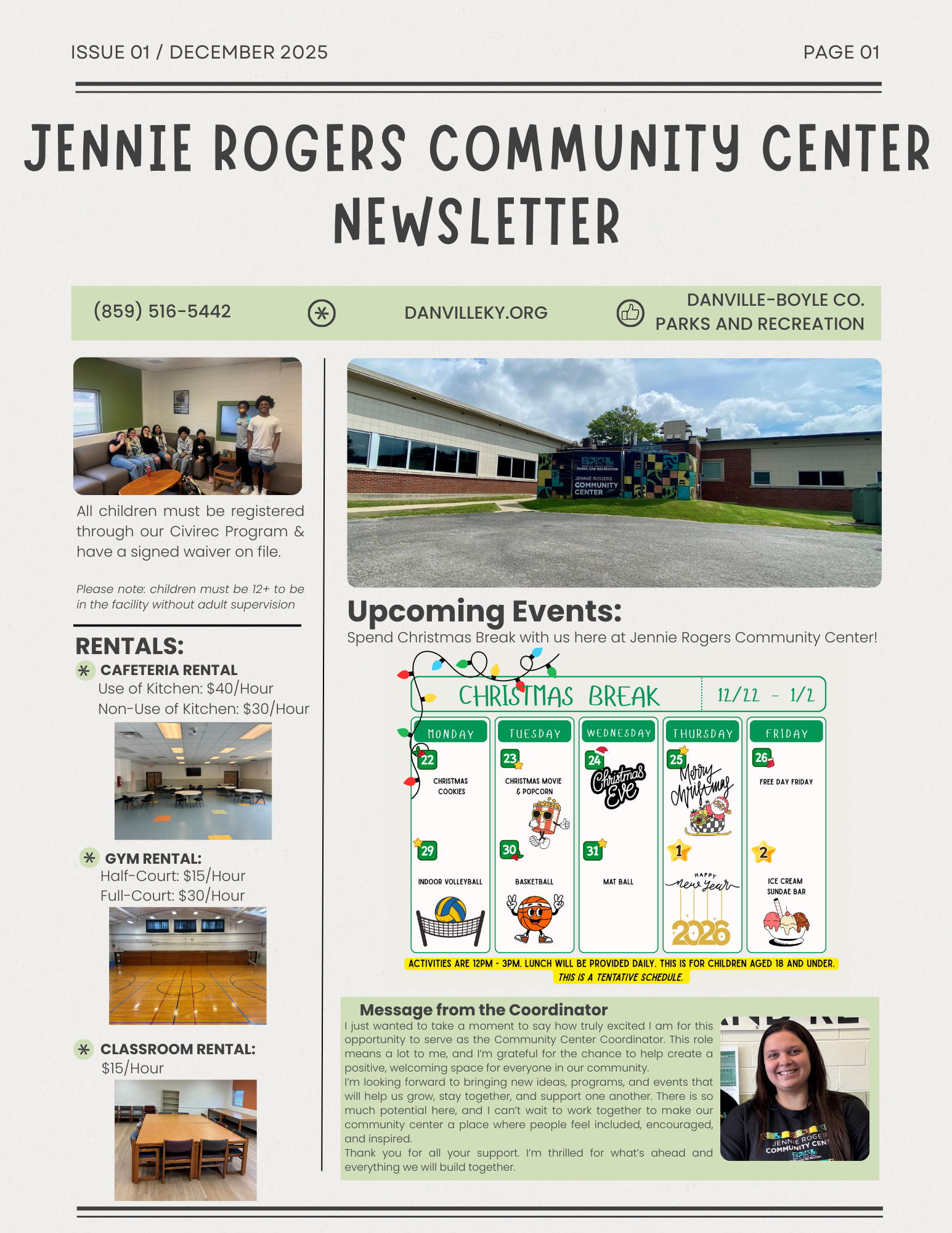 Jennie Rogers Newsletter Front Page